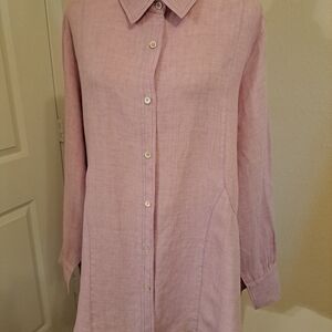 Vivid Chambray Button Down Linen Shirt Mauve Size 2X Excellent Condition